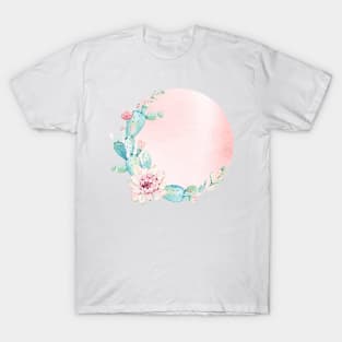 Rose Gold Succulent Cactus Sun T-Shirt